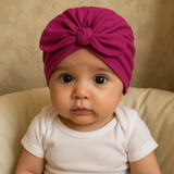 Knot Turban Cap - Raspberry Rose