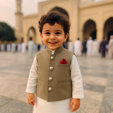 Offwhite - Shalwar Kurta with Waistcoat