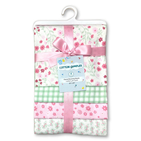 Floral Gingham - Flannel Receiving Blankets