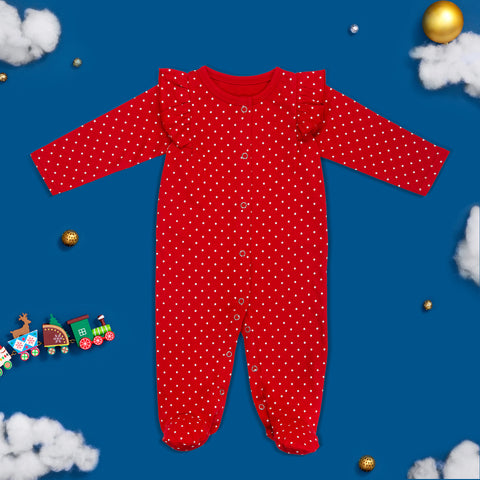 Red polka dots - Footed Bodysuit