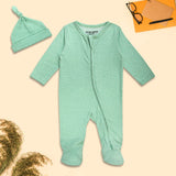 Hatching - Zipper Footie with Top knot Cap