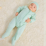 Hatching - Zipper Footie with Top knot Cap