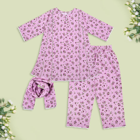 Purple Rose Print - 3 Piece Suit