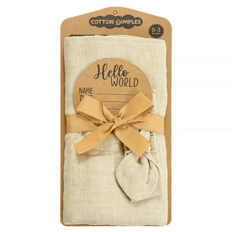 BABY BIRTH ANNOUNCEMENT SWADDLE SET - Caramel