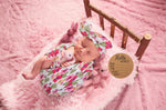 BABY BIRTH ANNOUNCEMENT SWADDLE SET - Hibiscus