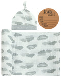 BABY BIRTH ANNOUNCEMENT SWADDLE SET - Soaring in Clouds