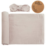BABY BIRTH ANNOUNCEMENT SWADDLE SET - Oyster