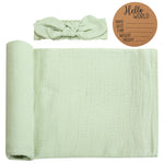 BABY BIRTH ANNOUNCEMENT SWADDLE SET - Mint green