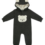 Polar Bear - Charcoal Gray Fleece Coverall