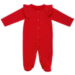 Red polka dots - Footed Bodysuit