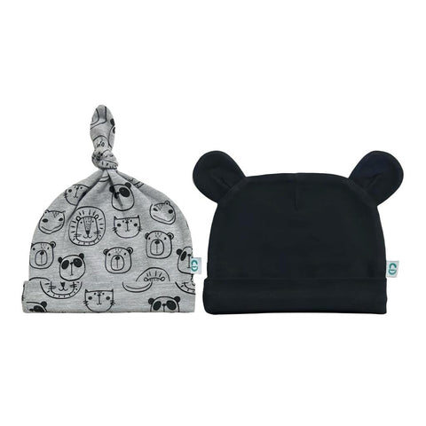 Panda all ears - Top Knot and animal ears Cap Sets