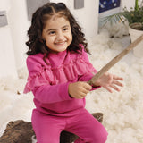 Magenta Haze - Frilled Sweatshirt & Jogger Set - Fleece Toddler