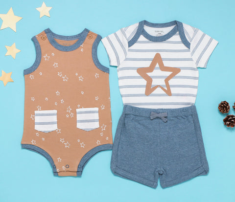 Baby Boy - Romper, Bodysuit & Shorts (Star Blue)