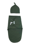 Swaddle Wrap - Stage 1    Military Green with Knotted Cap