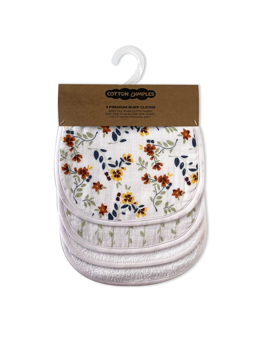 Burp Cloth Set Floral Connection Cotton Dimples Pakistan