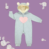 Hearty Heart - Heather Gray Fleece Coverall