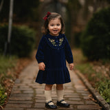 Velvet Blossom Collar Dress