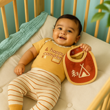 Baby Boy - Bodysuit, Pants & Bib (Happy Camper - Beige)