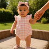 Pink Checks - Bubble Romper & Headband