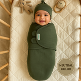 Swaddle Wrap - Stage 1    Military Green with Knotted Cap