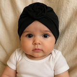Floral Turban Cap - Black