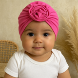 Floral Turban Cap - Carmine Rose