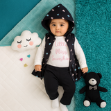Little Miss Sunshine Sleeveless Hoodie, Full sleeved onesie and pants