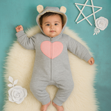 Hearty Heart - Heather Gray Fleece Coverall
