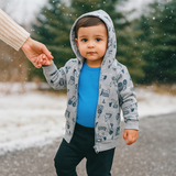 Truck Fleece Hoodie with Full Sleeved Onesie and FleecePants - Baby Boy