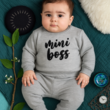 Baby Boy - Full Sleeved Fleece Upper Lower Mini Boss Light Grey - CMB-001B