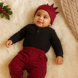 Baby Boy - Full Sleeved Thermal onesie with pants and Dino Cap Wine Red - CMB-002A