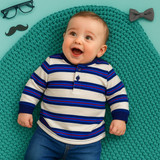 Yarn Dyed Henley - Blue