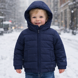 Navy - Hooded Puffer Jacket