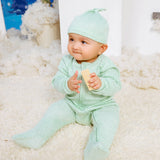 Hatching - Zipper Footie with Top knot Cap