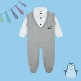 Grayscale Elegance - 2 Piece Fleece Footed Romper