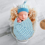 BABY BIRTH ANNOUNCEMENT SWADDLE SET - Blue Pottery