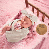 BABY BIRTH ANNOUNCEMENT SWADDLE SET - Oyster