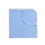 Blue blanket with colorful border 