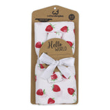 BABY BIRTH ANNOUNCEMENT SWADDLE SET - Strawberry