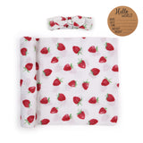 BABY BIRTH ANNOUNCEMENT SWADDLE SET - Strawberry
