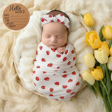 BABY BIRTH ANNOUNCEMENT SWADDLE SET - Strawberry