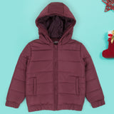 Maroon - Hooded Puffer Jacket
