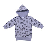 Truck Fleece Hoodie with Full Sleeved Onesie and FleecePants - Baby Boy