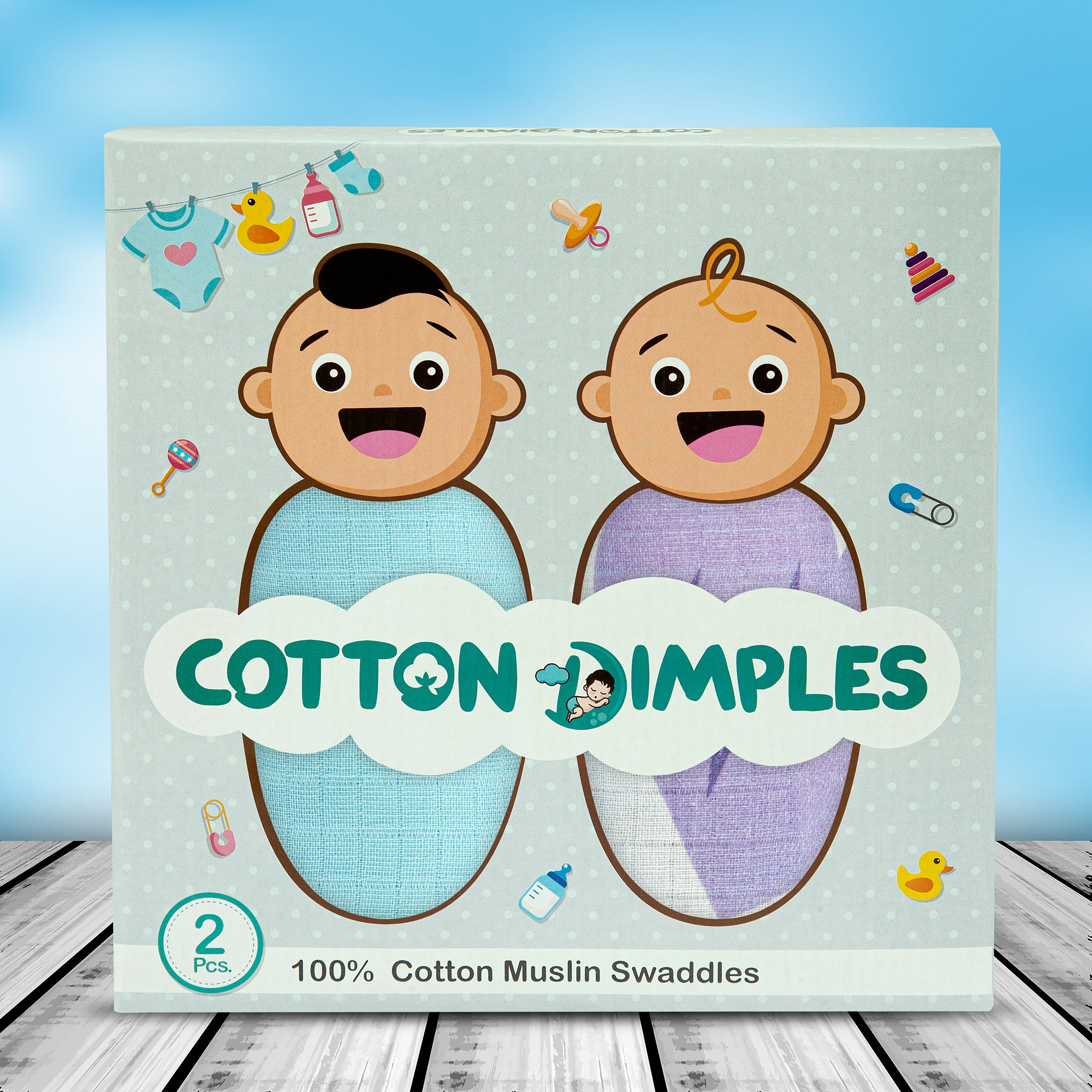 Two Dimples Cartoon Heartbeat - Pack of Two's – Cotton Dimples Pakistan