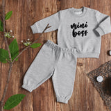 Baby Boy - Full Sleeved Fleece Upper Lower Mini Boss Light Grey - CMB-001B