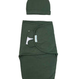 Swaddle Wrap - Stage 1    Military Green with Knotted Cap