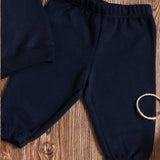 Baby Boy - Full Sleeved Fleece Upper Lower Mini Boss Dark Navy Blue - CMB-001A