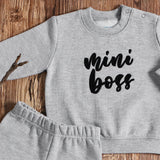 Baby Boy - Full Sleeved Fleece Upper Lower Mini Boss Light Grey - CMB-001B
