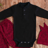 Baby Boy - Full Sleeved Thermal onesie with pants and Dino Cap Wine Red - CMB-002A